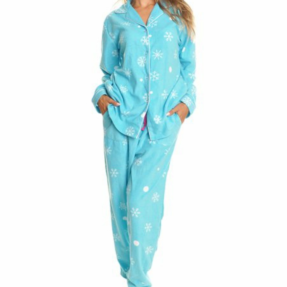 Angelina Women's SnowFlake Cozy Fleece Pajama Set